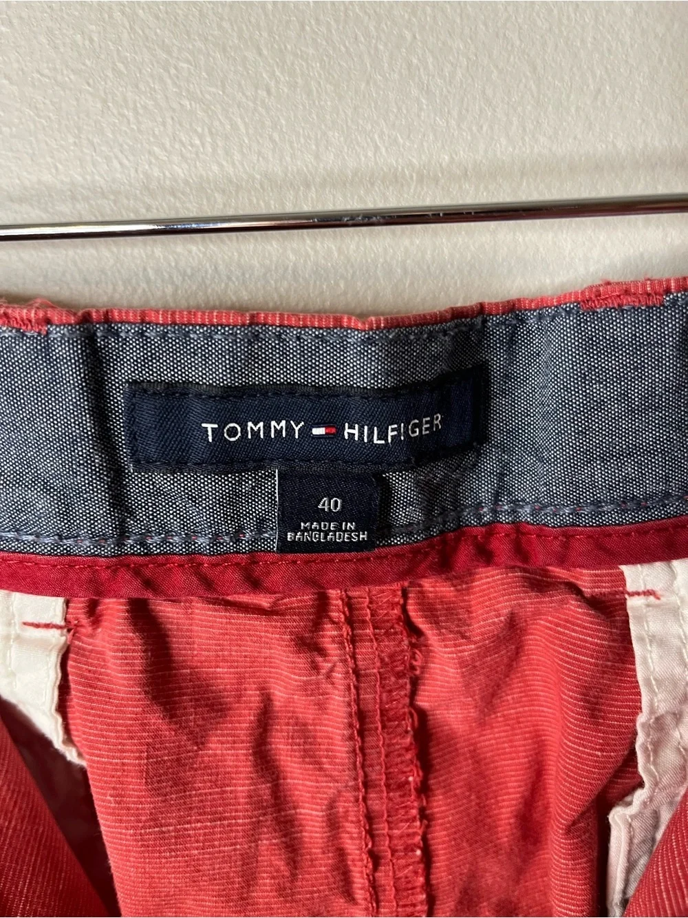 Tommy Hilfiger Men's 10” Red Flat Front Chino Shorts